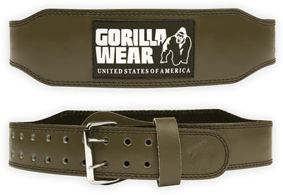 Gorilla Wear 4 Inch Padded Leren Lifting Belt - Legergroen