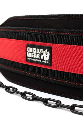 Gorilla Wear Nylon Dip Belt - Zwart / Rood